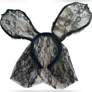 Sexy Bunny Ears With Blinged Out Bow Tie - OS Fits Most - Halloween Accessories